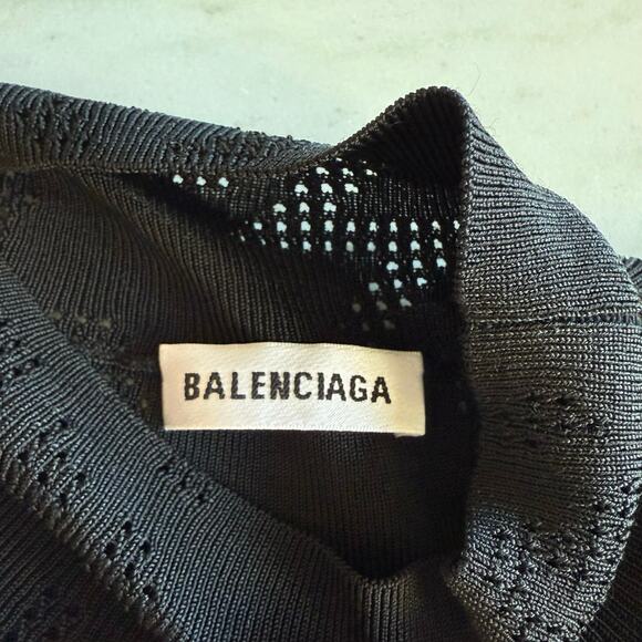Balenciaga Black Knit Perforated Logo Turtleneck Medium - Picture 3 of 6